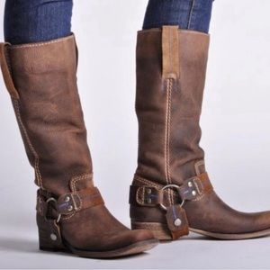 Roan by Bed-Stu Opal Greenland Leather Harness “Bottle Opener” Square Toe Boots